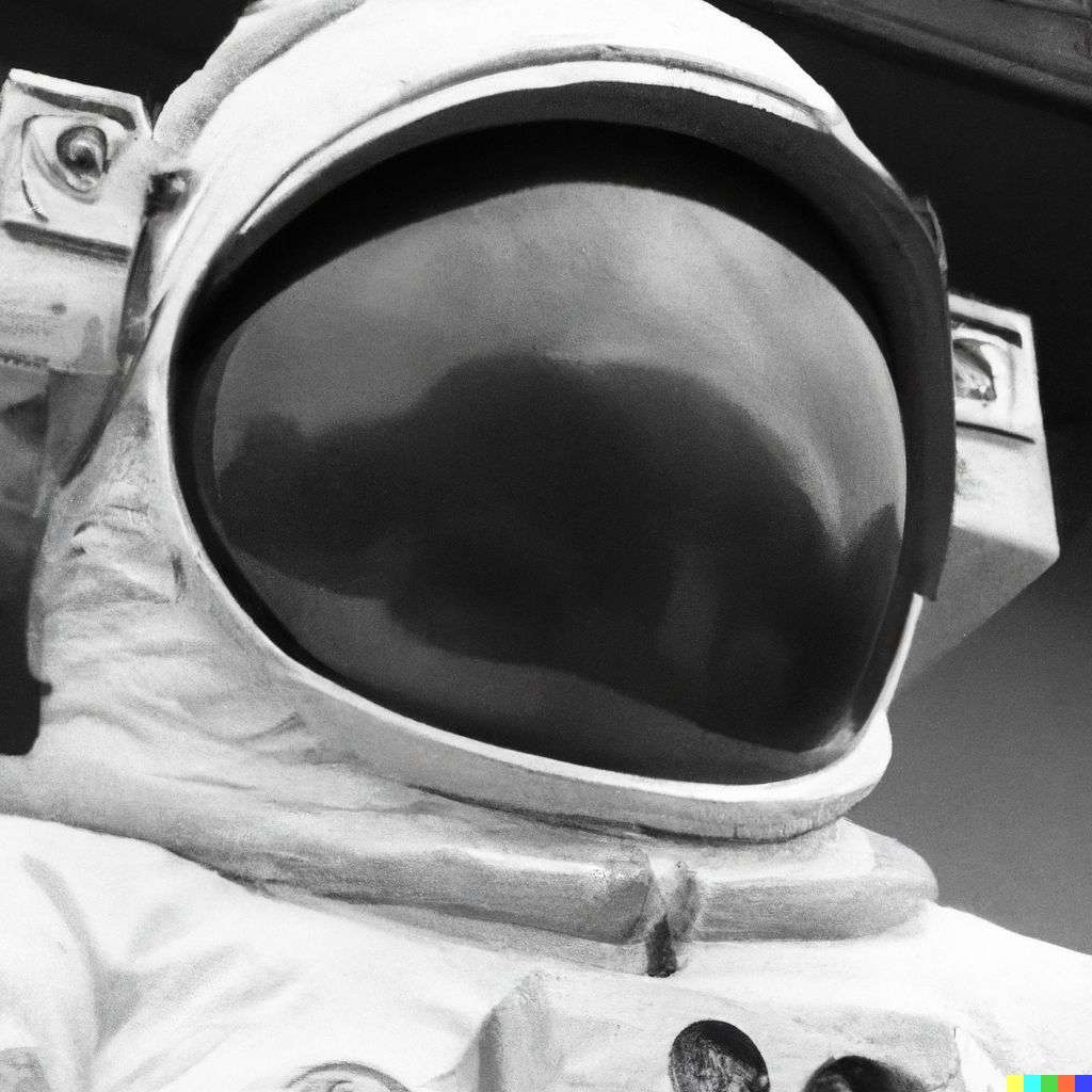 an astronaut, photograph taken on Ilford Delta 400 film